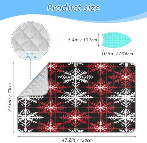 GAIGEO Red and Black Plaid Ironing Mat with Snowflakes Pattern