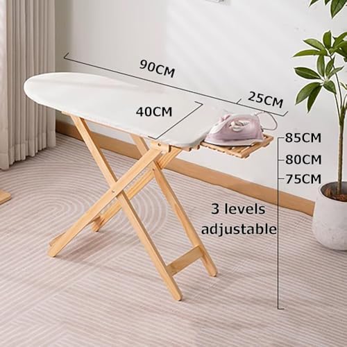 Solid Wood Foldable Ironing Board with Height Adjustment