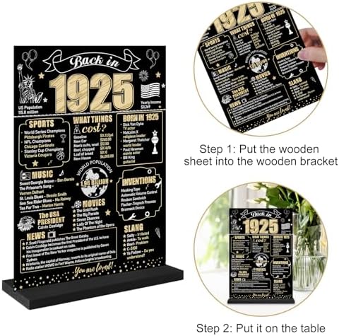 Eiurteao 100th Birthday Table Sign with Stand