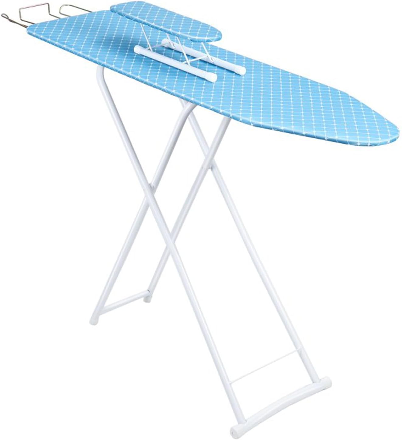 PAPABA Ironing Board with Foldable Iron Rest and Heat-Resistant Cover Blue