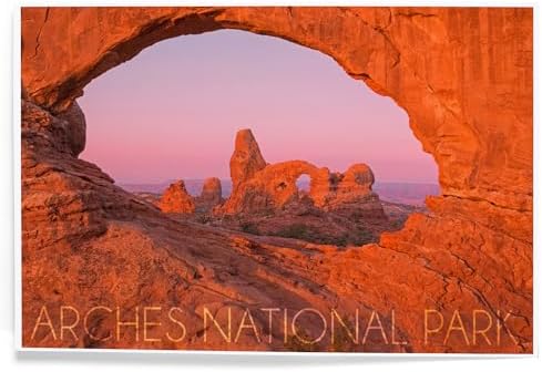 Lantern Press 8x12 Art Print Arches National Park Utah Pink Sky