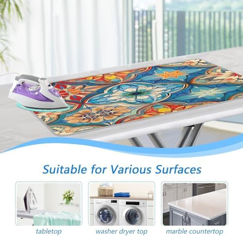 Colorful Geometric Ironing Mat with Heat-Resistant Pad