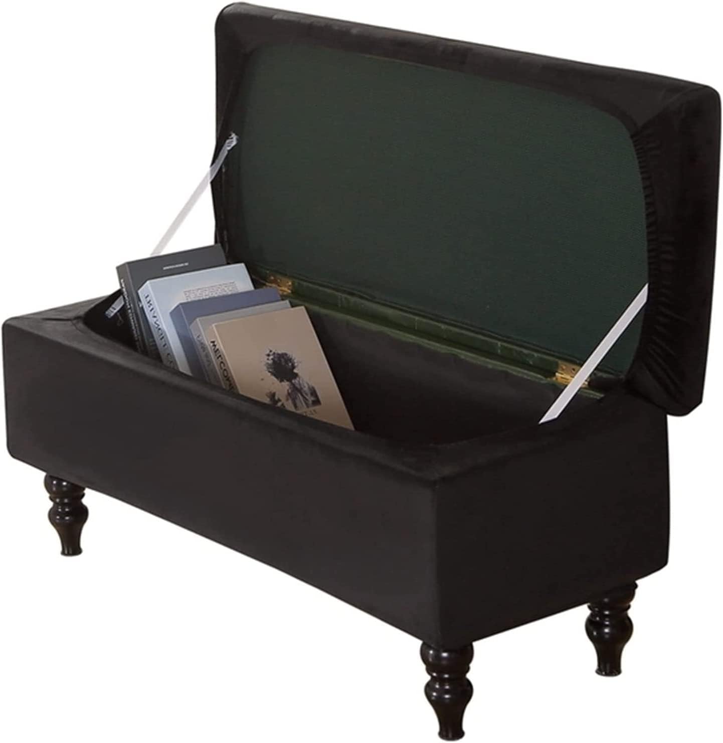 Rectangle Velvet Ottoman Cover with Lid for Storage