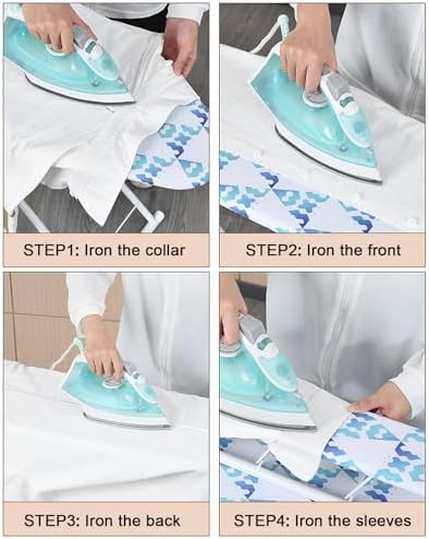 Foldable Ironing Board with Height Adjustment and Iron Rest