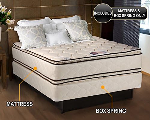DS USA Coil Comfort Pillow Top King Mattress Set with Bed Frame