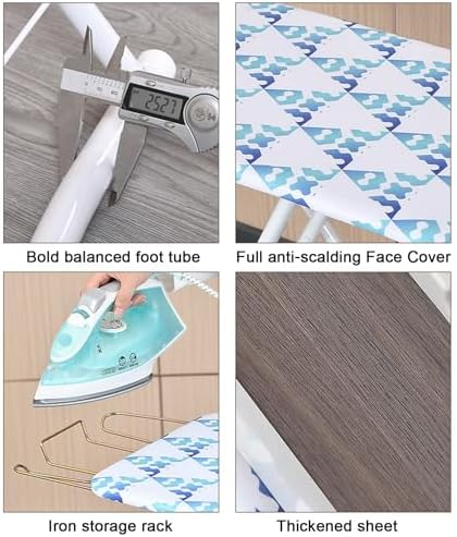 Foldable Ironing Board with Height Adjustment and Iron Rest