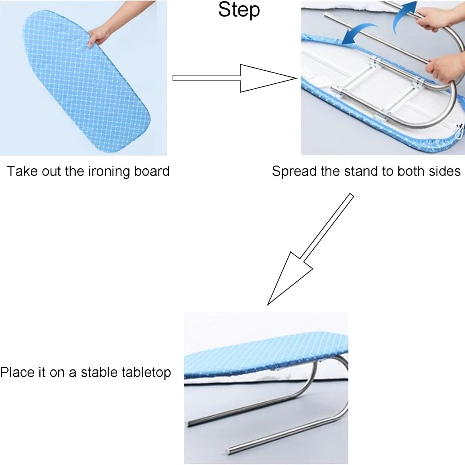 Sturdy Tabletop Ironing Board with Foldable Steel Legs