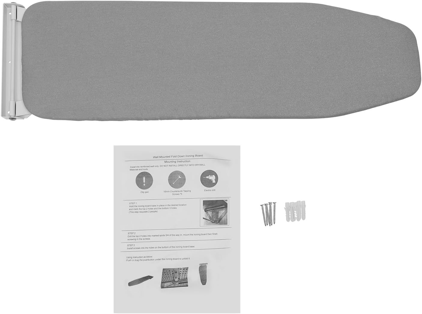 Foldable Wall-Mounted Ironing Board with 180 Rotate
