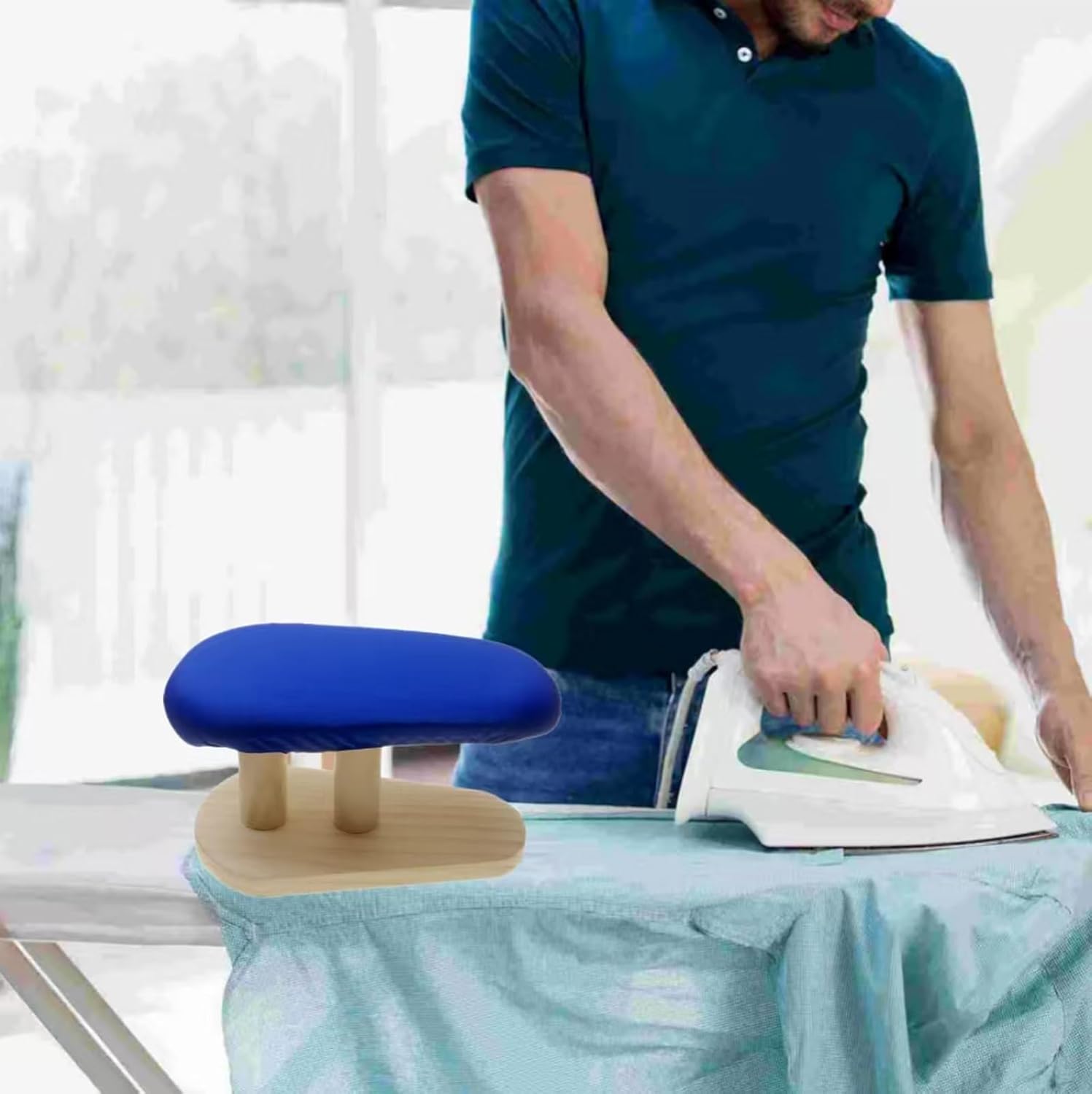 Mini Wooden Ironing Board with Padded Sleeve for Small Table