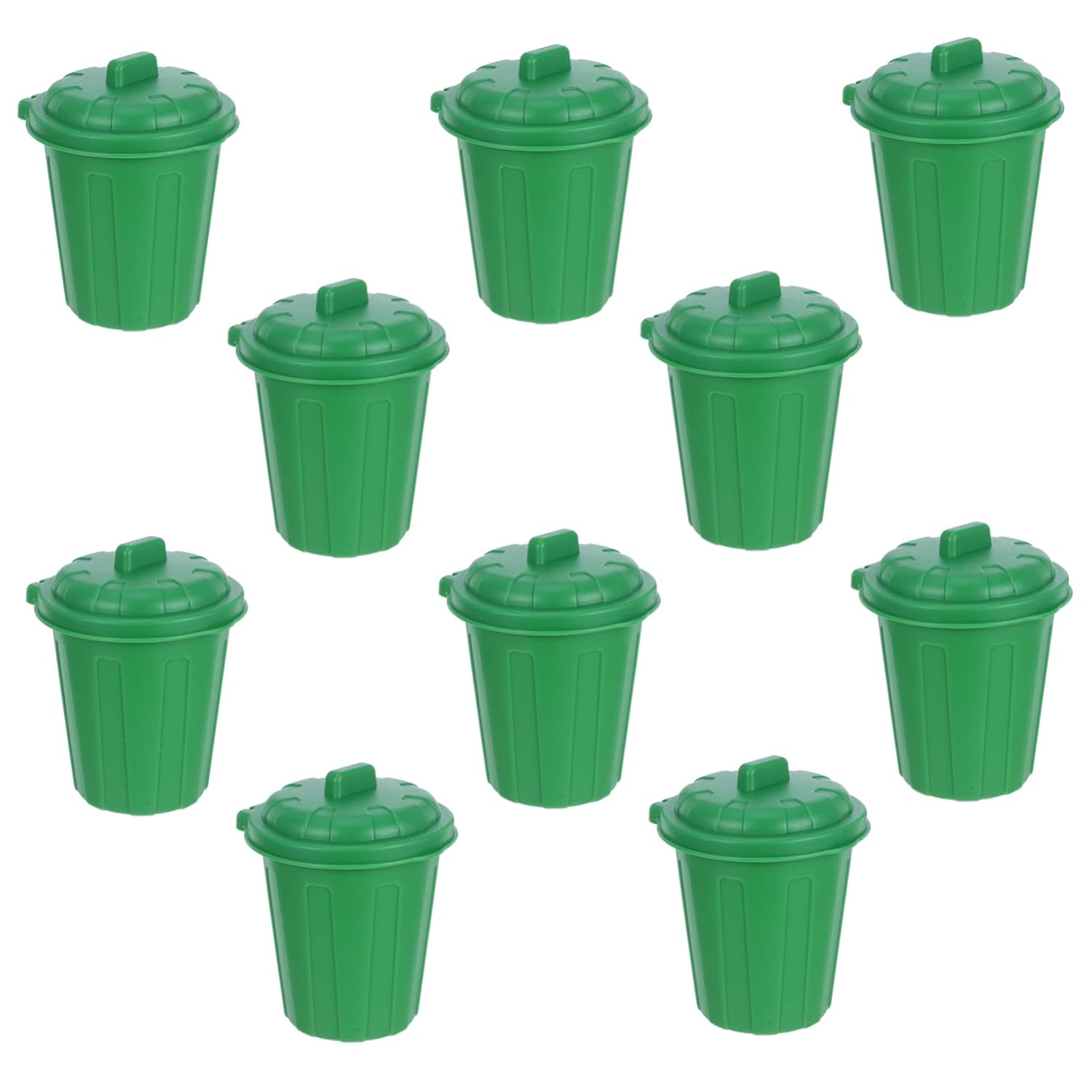 BESPORTBLE 10pc Green Mini Trash Can with Lid Desktop Organizer