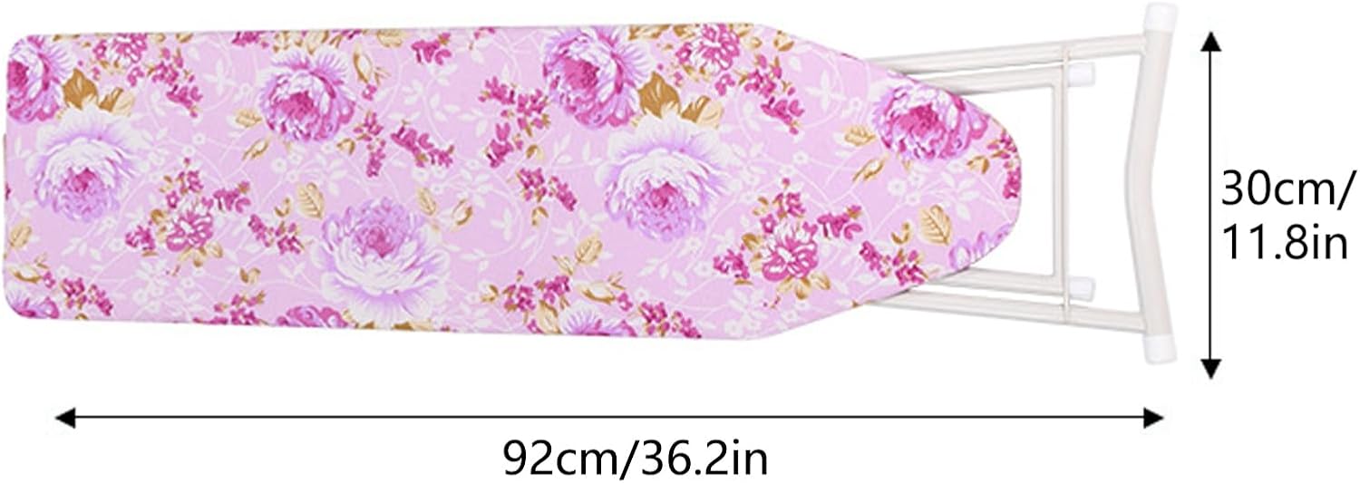 Kripyery 46 Folding Ironing Board with Iron Tray Pink