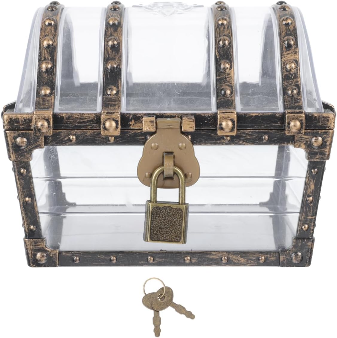 Pirate Treasure Chest Toy Box with Lock and Key for Kids