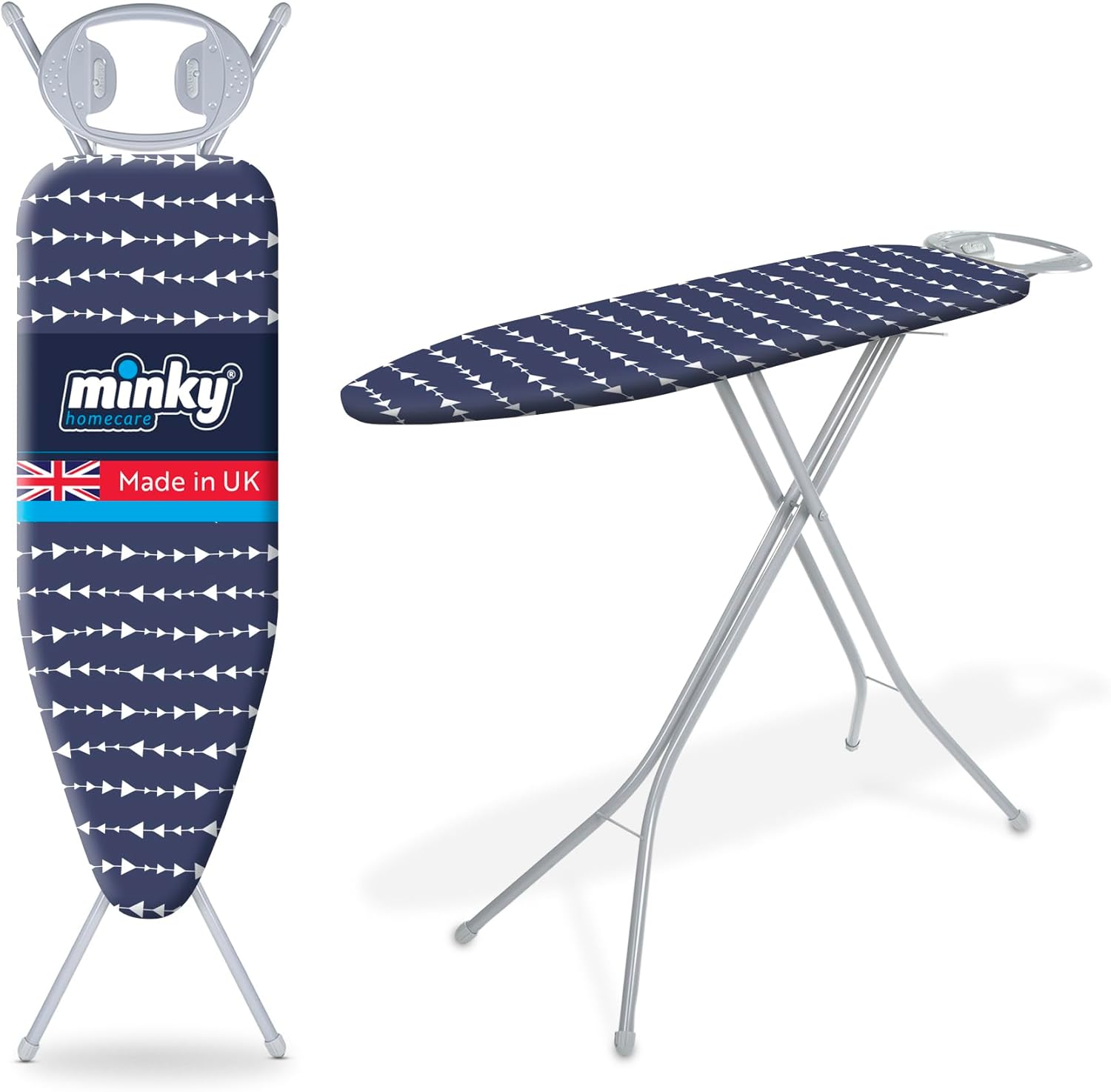 Classic 4-Leg Ironing Board with Iron Rest - Blue Arrows 1