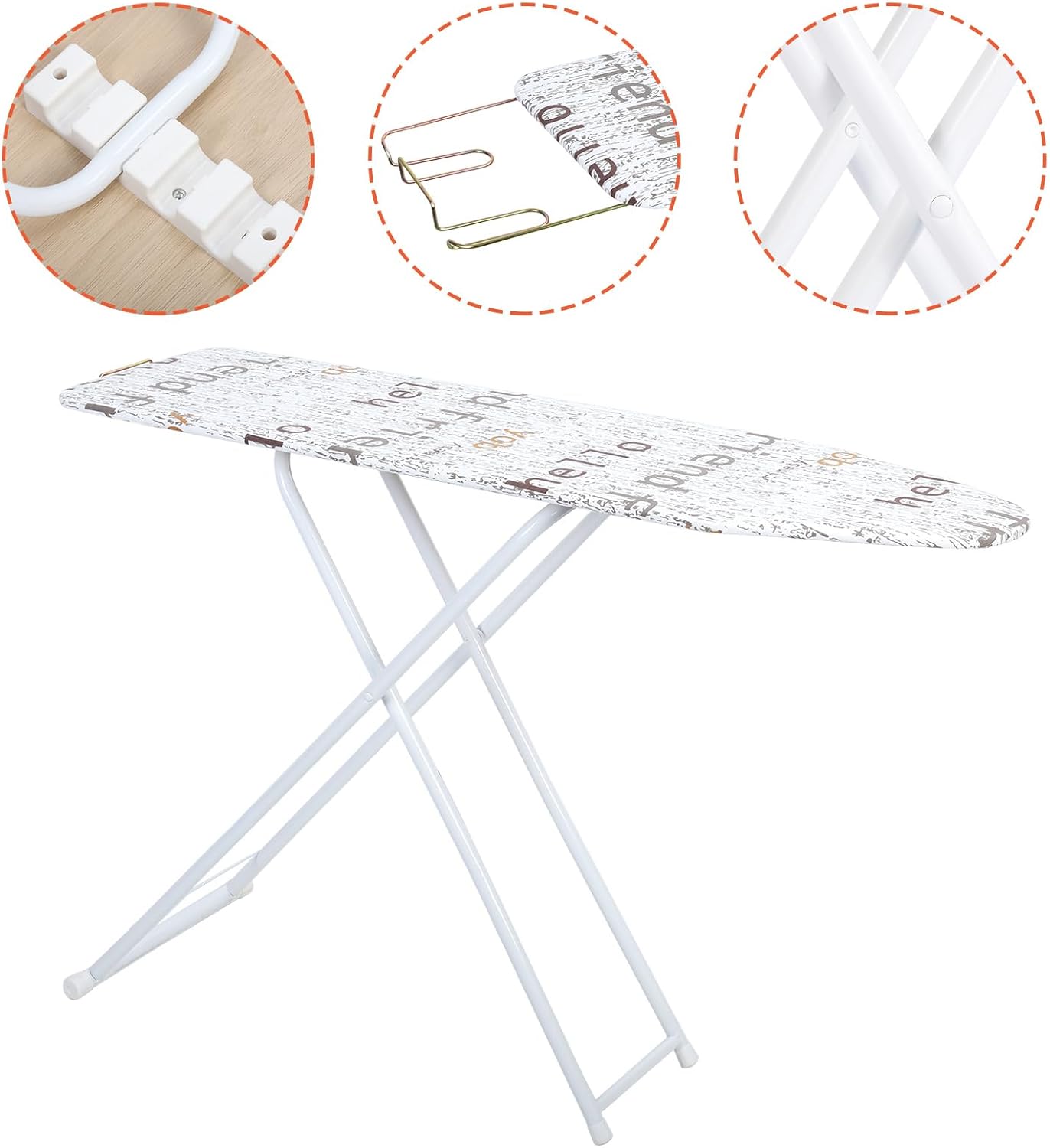 Full Size Foldable Ironing Board with Adjustable Height and Iron Rest