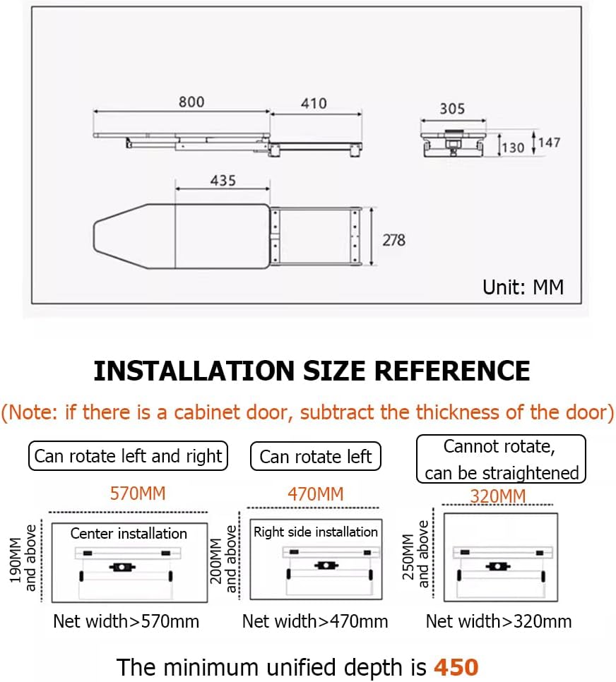 Retractable Ironing Board with 180 Swivel and Foldable Design