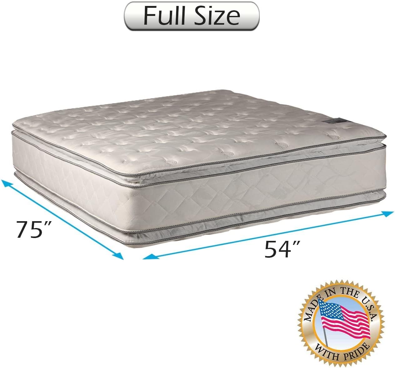 DS Solutions USA Princess Gentle Plush Full Mattress with Cover Protector