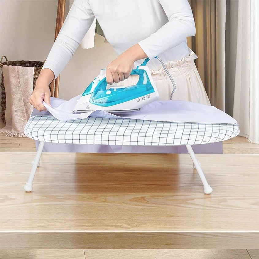 Compact Ironing Board with Folding Legs and Extra Wide Countertop