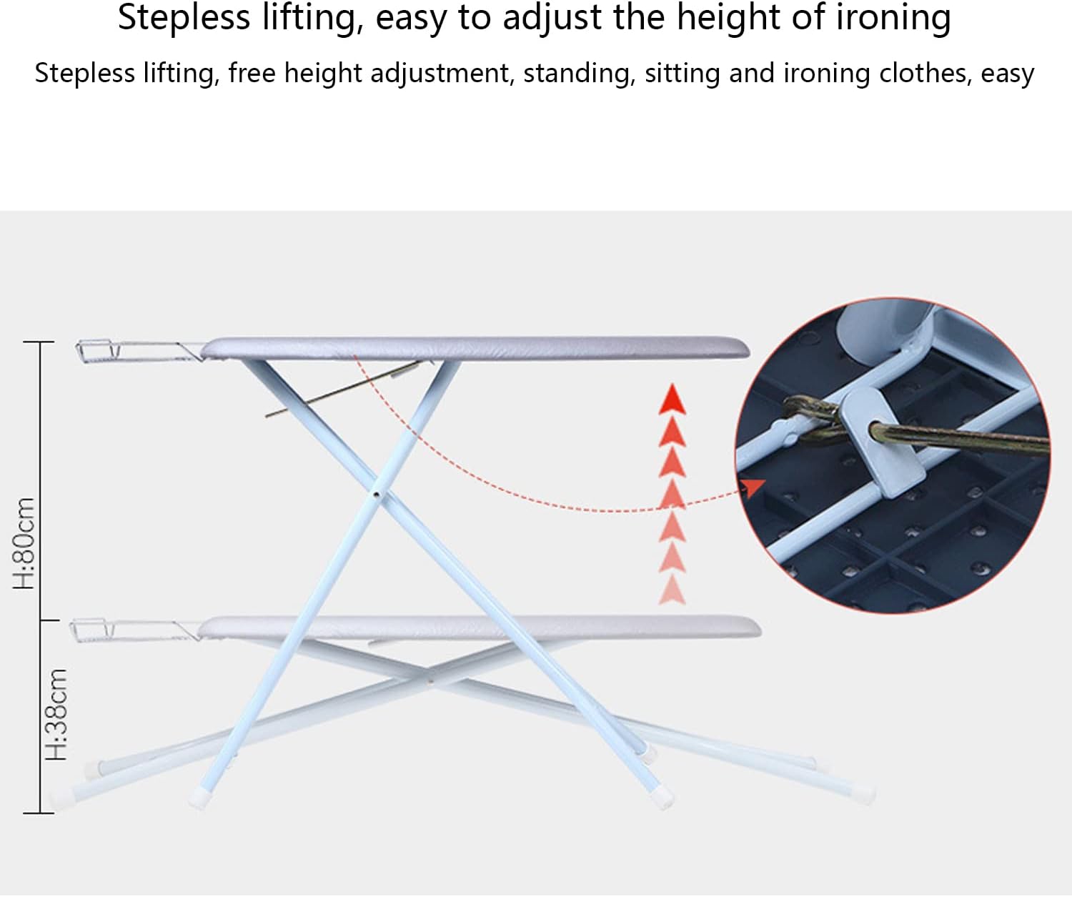 Heat Resistant Ironing Board with Foldable Stand and Steam Rest
