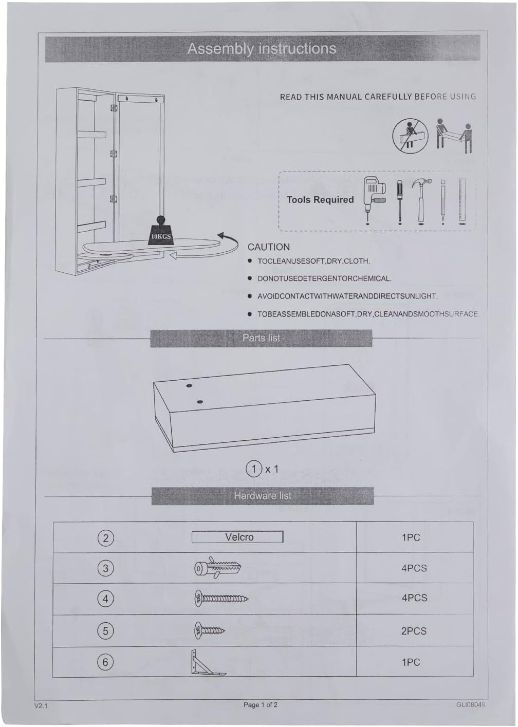 DYRABREST Wall Mount Ironing Board Cabinet with Mirror and Storage