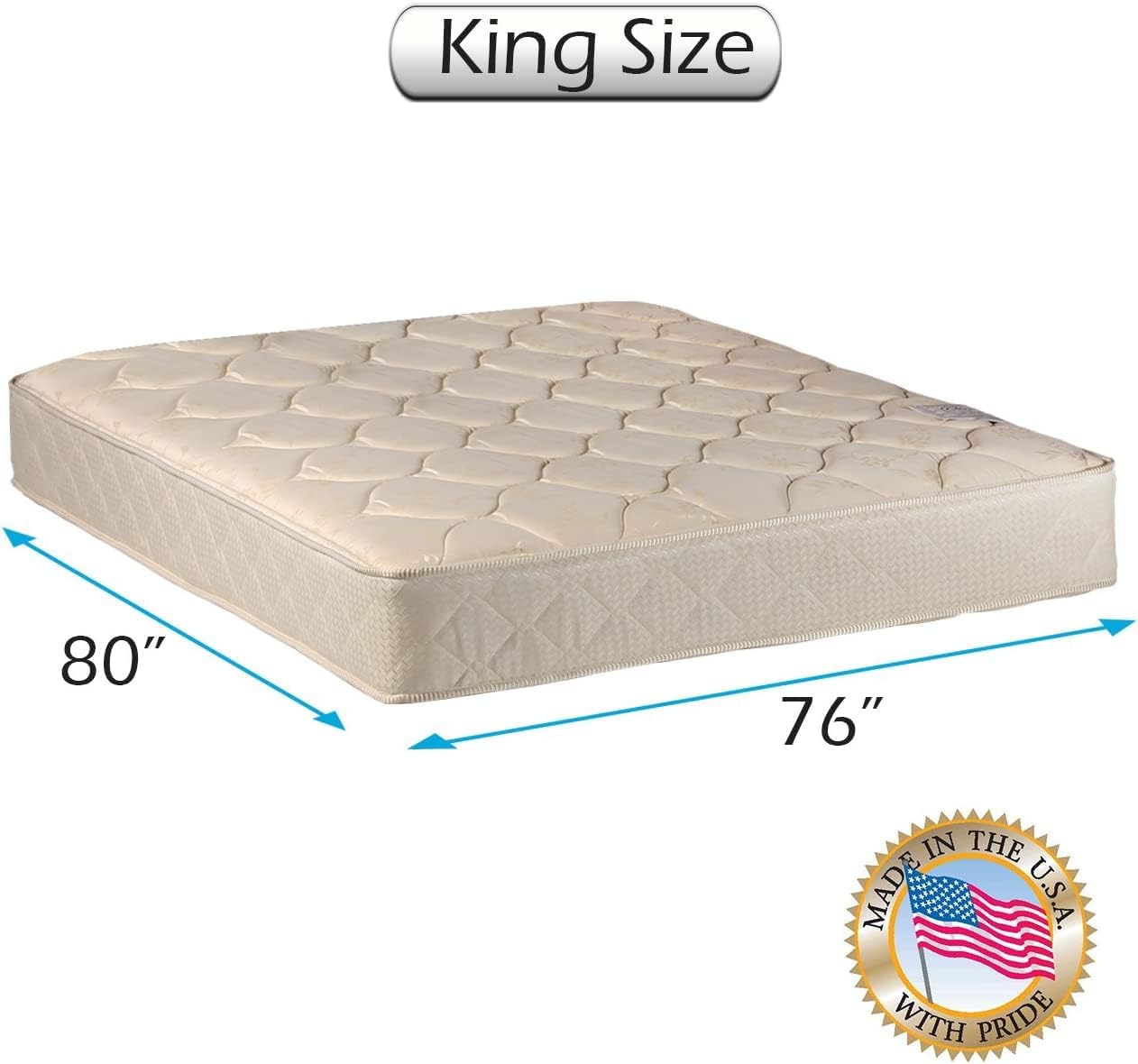 DS Solutions USA Comfort Classic King Mattress with Cover Protector
