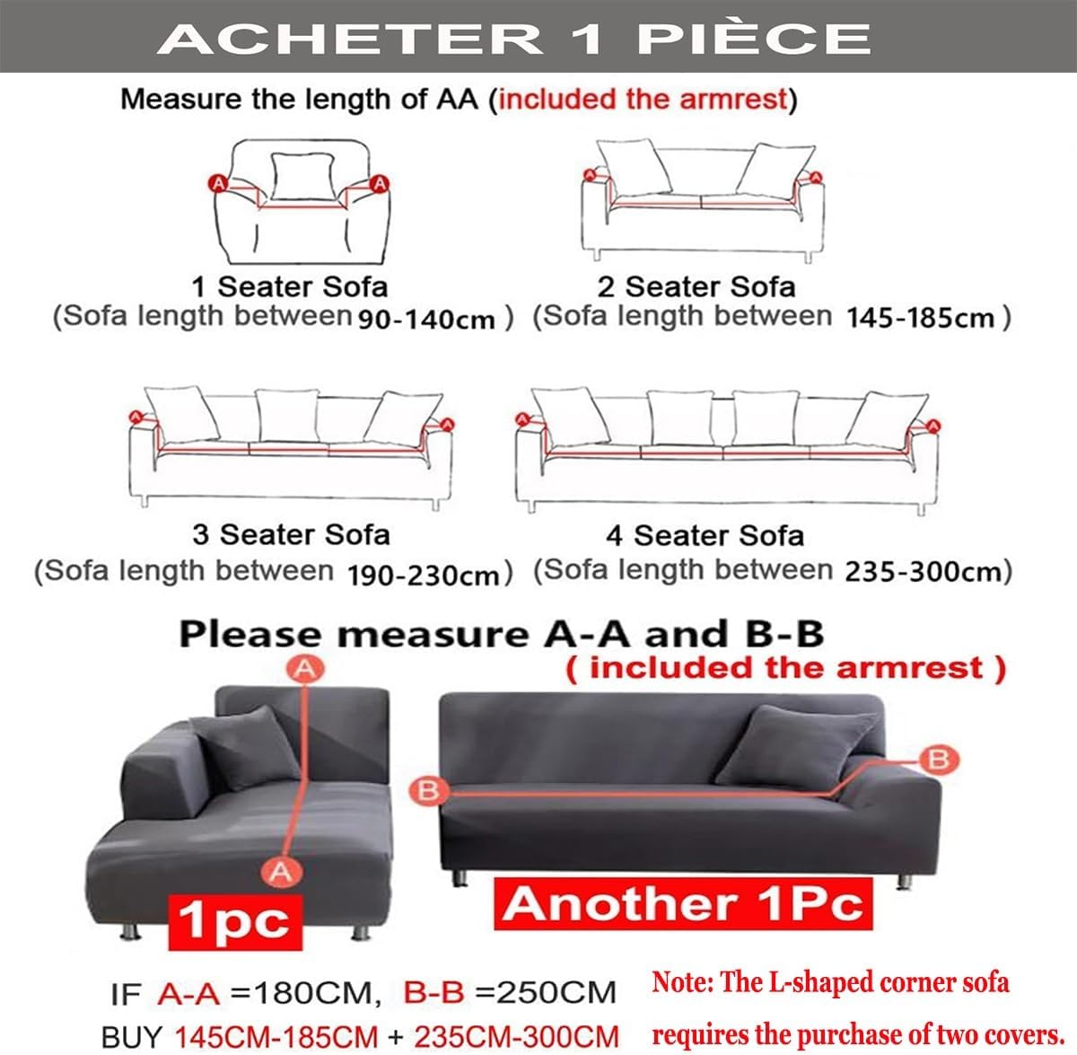 AZMANI High Stretch Sofa Cover 1-4 Seater Set