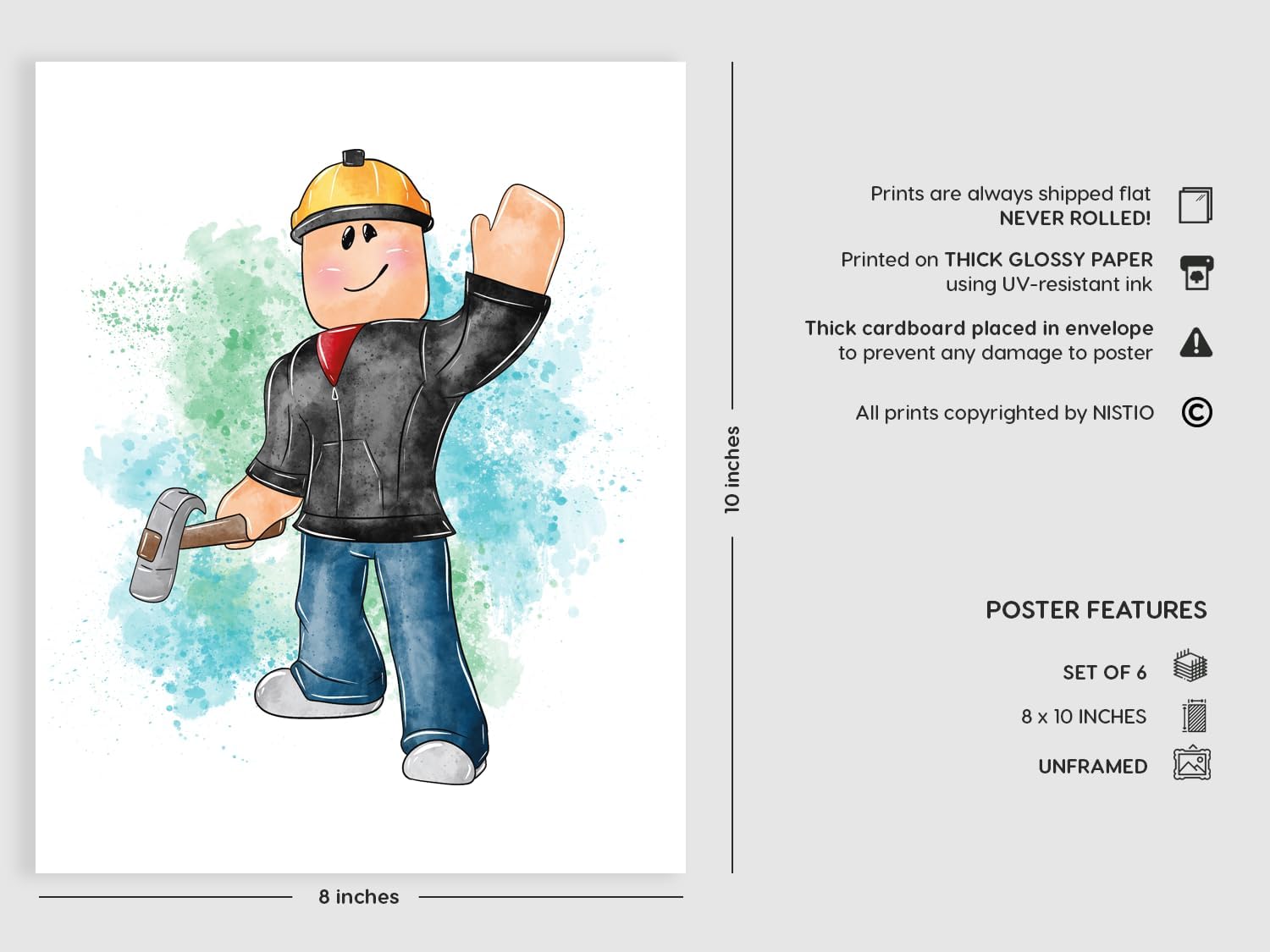 Nistio Roblox Posters Set of 6 Unframed 8x10 Inch Wall Art