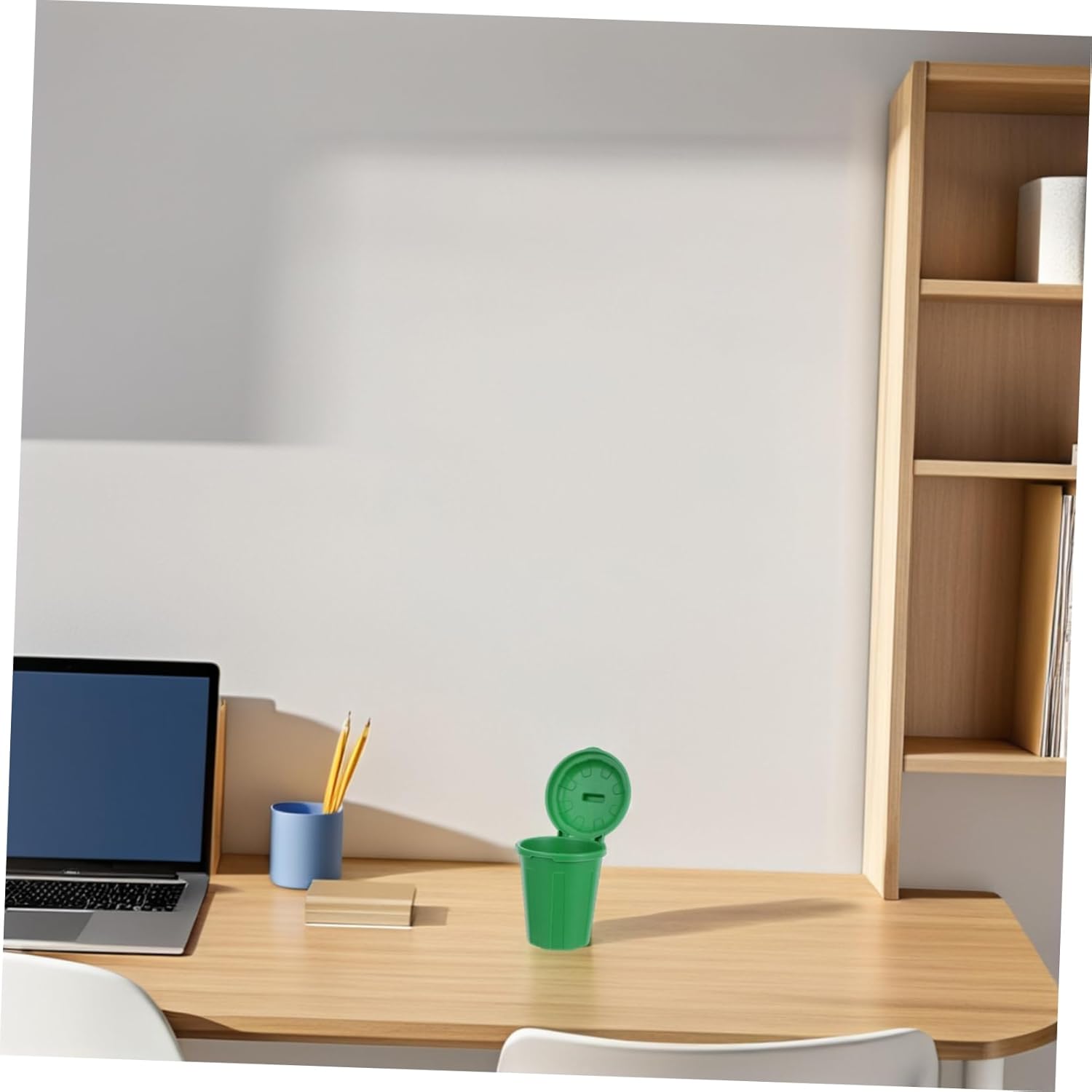 10Pcs Green Mini Trash Can with Lid for Desktop Use