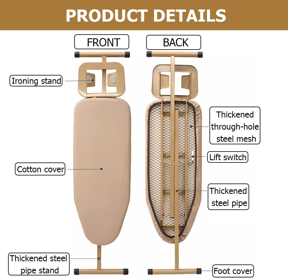 PA-DABAOO Full Size Ironing Board with Cover and Stand