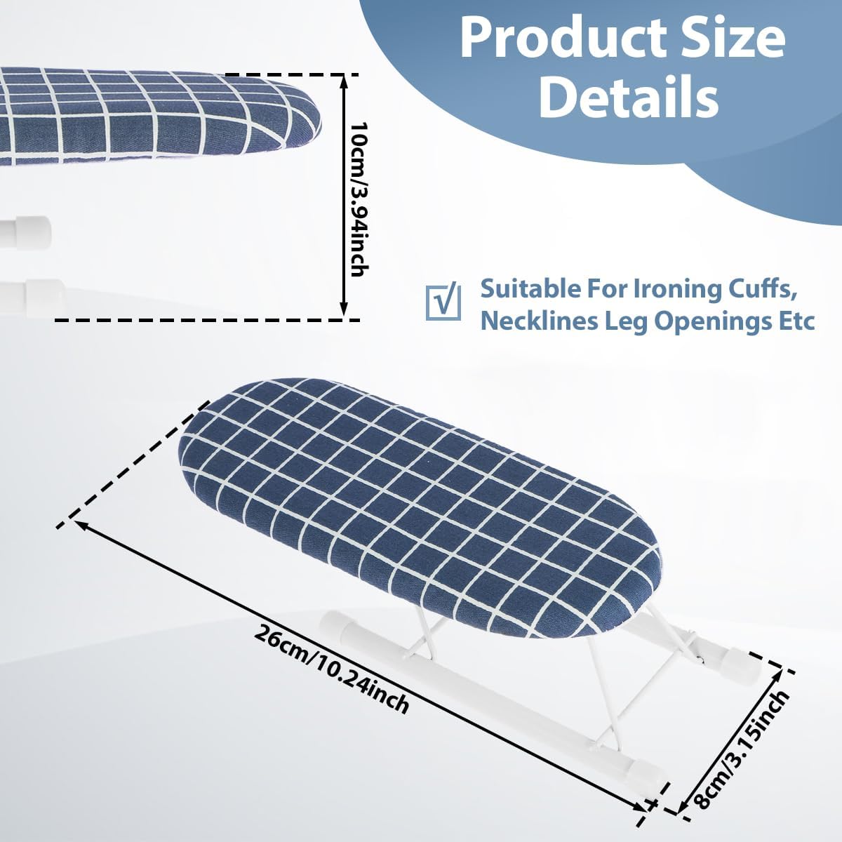 Kandishiex Small Portable Ironing Board with Non-Slip Feet