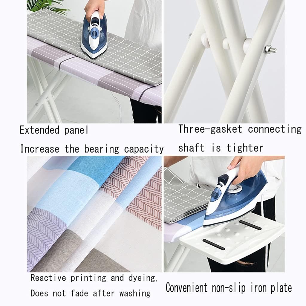 Large Vertical Ironing Board with Adjustable Height and Iron Bucket