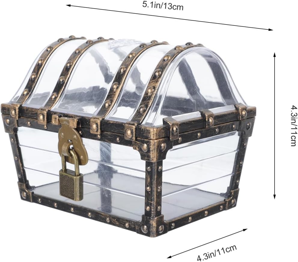 Pirate Treasure Chest Toy Box with Lock and Key for Kids