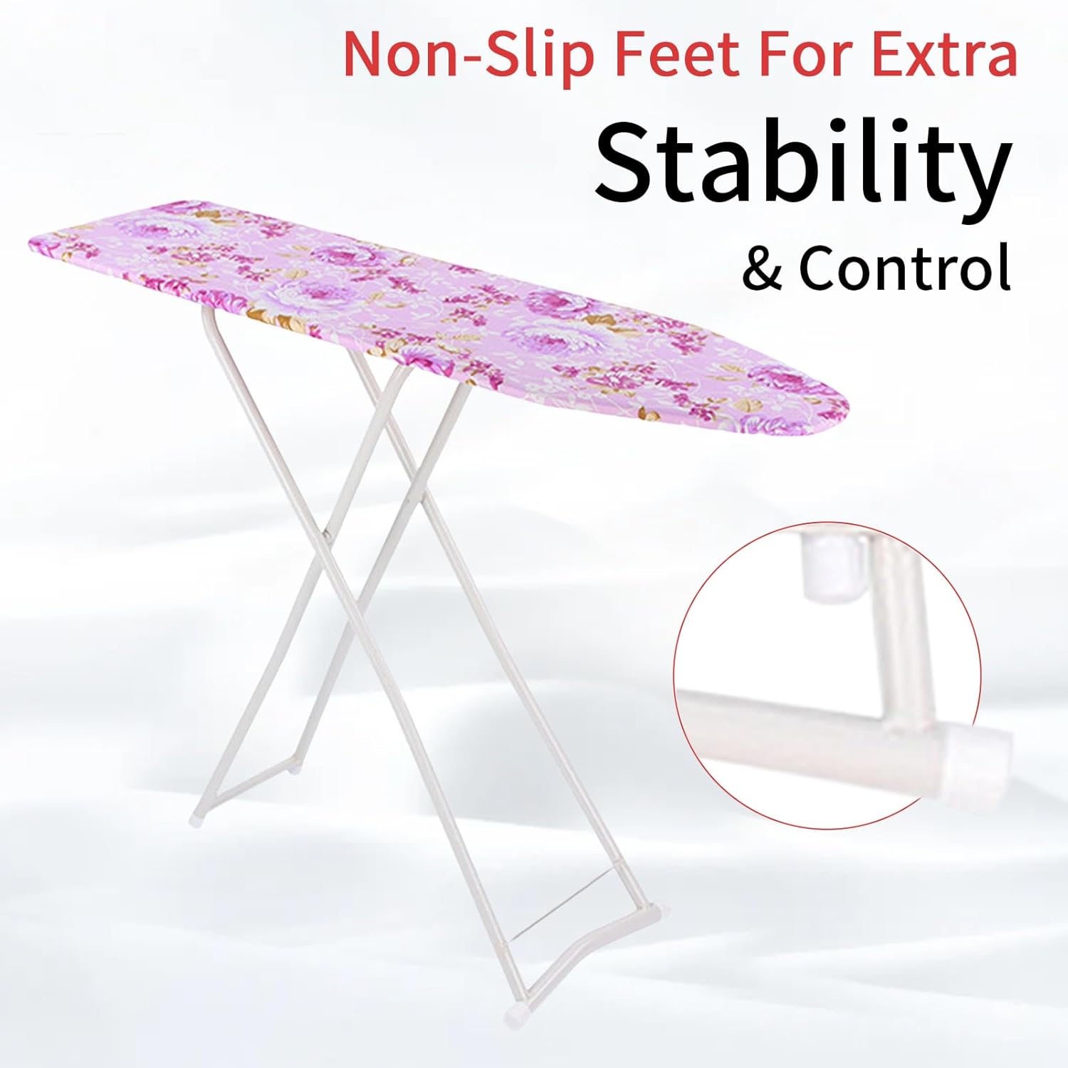 Folding Ironing Board with Adjustable Height and Iron Rest