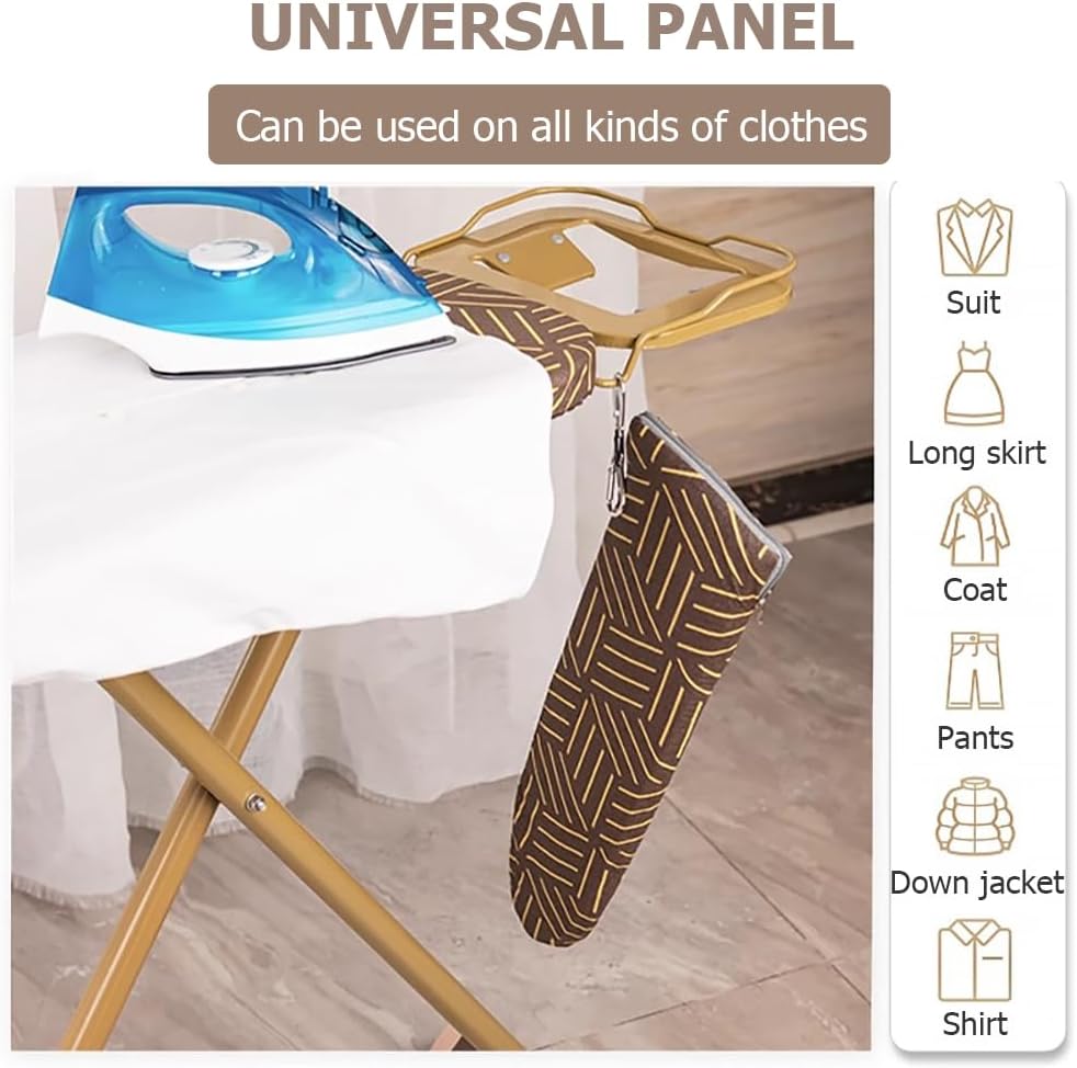 Adjustable Height Ironing Board with Cover and Steam Iron Rest
