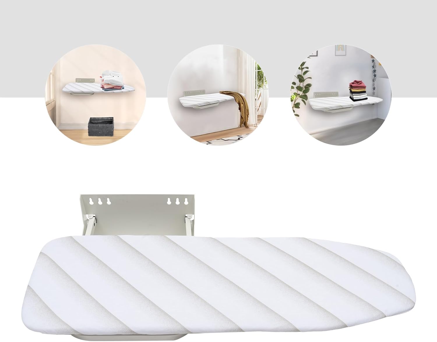 Foldable Wall Mounted Ironing Board with Rack