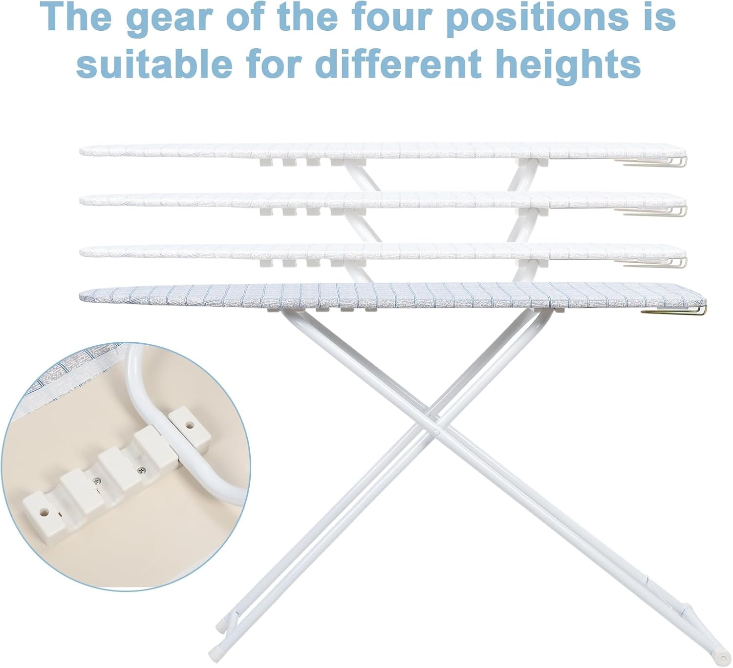 42 Inch Foldable Ironing Board with Heat-Resistant Plaid Cover