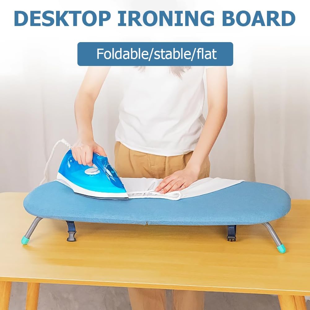 Foldable Ironing Board Set with Heat Resistant Cover and Iron Holder