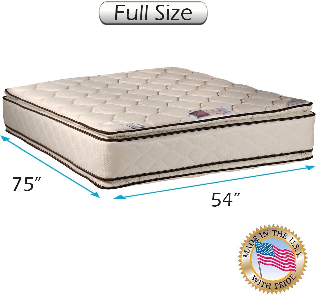 DS Solutions USA Coil Comfort Full Mattress Only with Protector