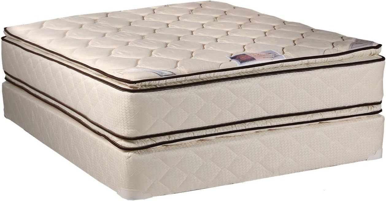 DS USA Coil Comfort Pillow Top King Mattress Set with Bed Frame
