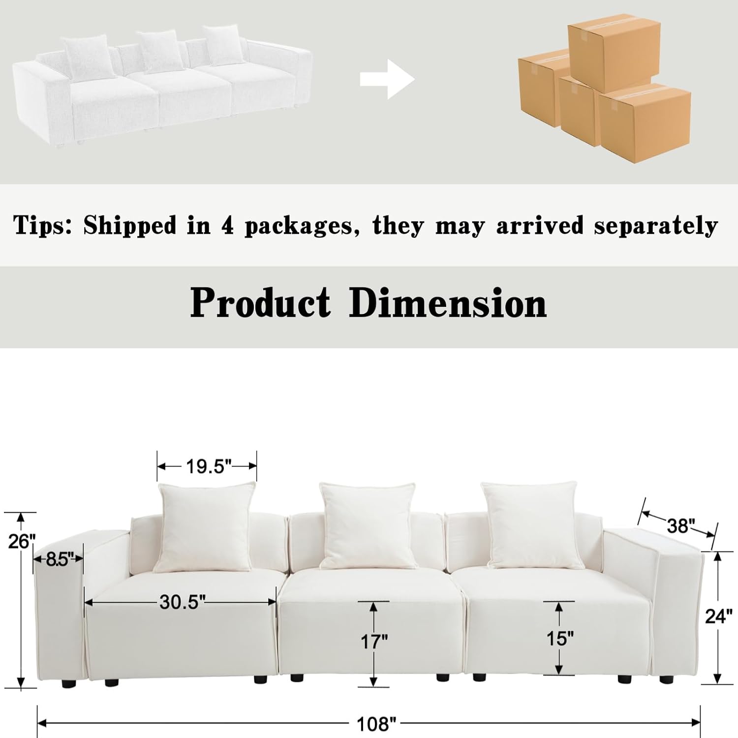 Ya-Home Modular Sectional Sofa Set Beige
