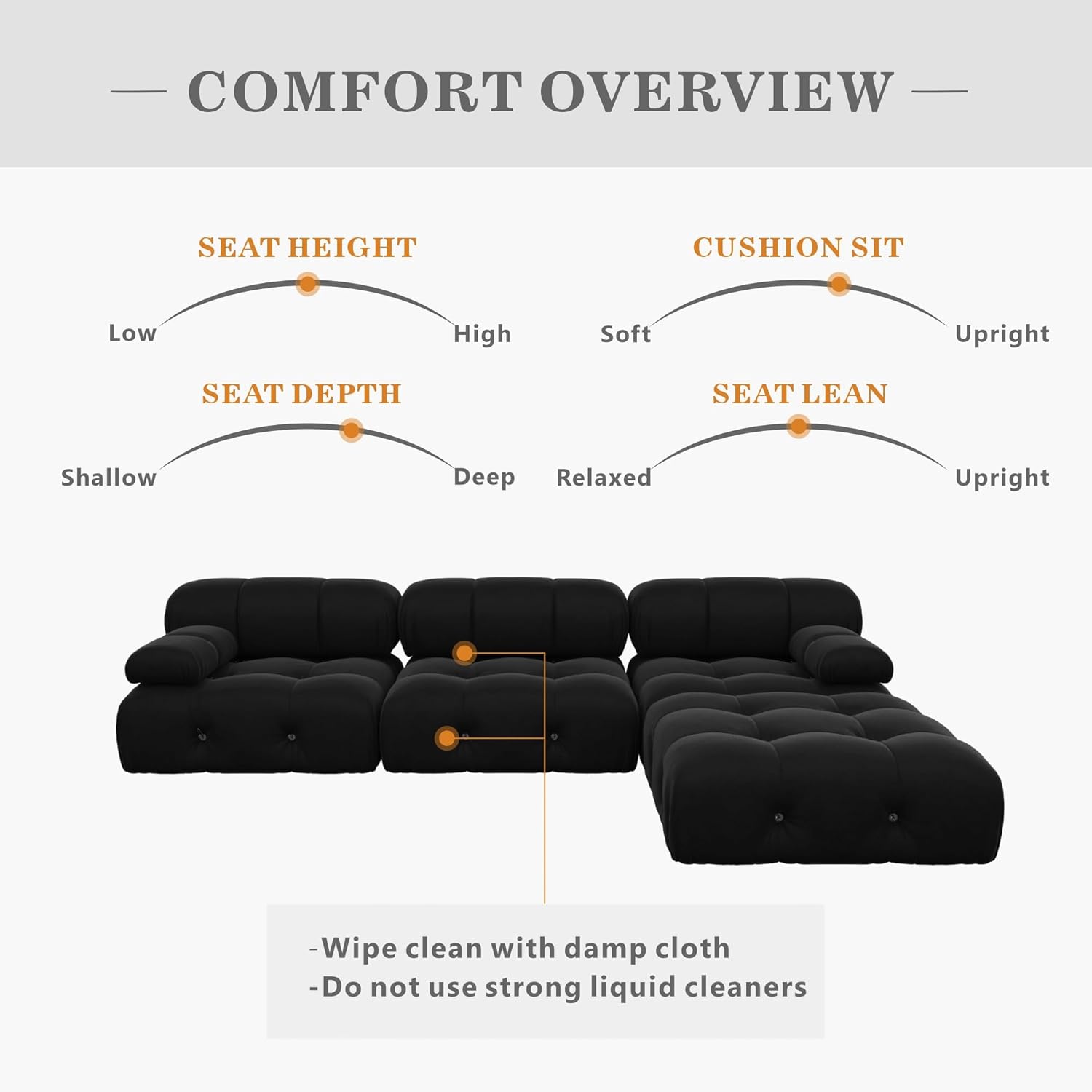 JACH 104 Inch Modern Sectional Sofa with Ottoman