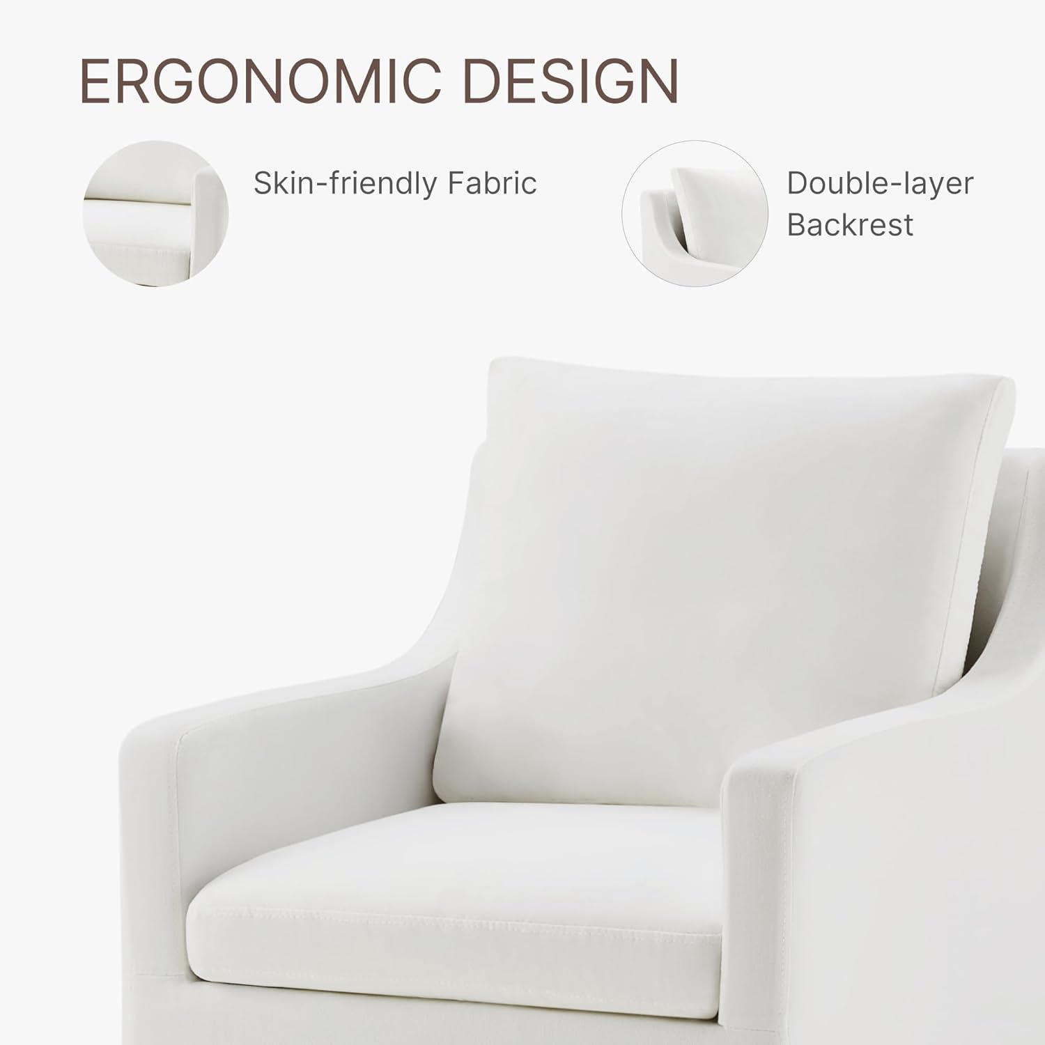 KISLOT Upholstered Dining Chair with Removable Casters Cream 2 Pack