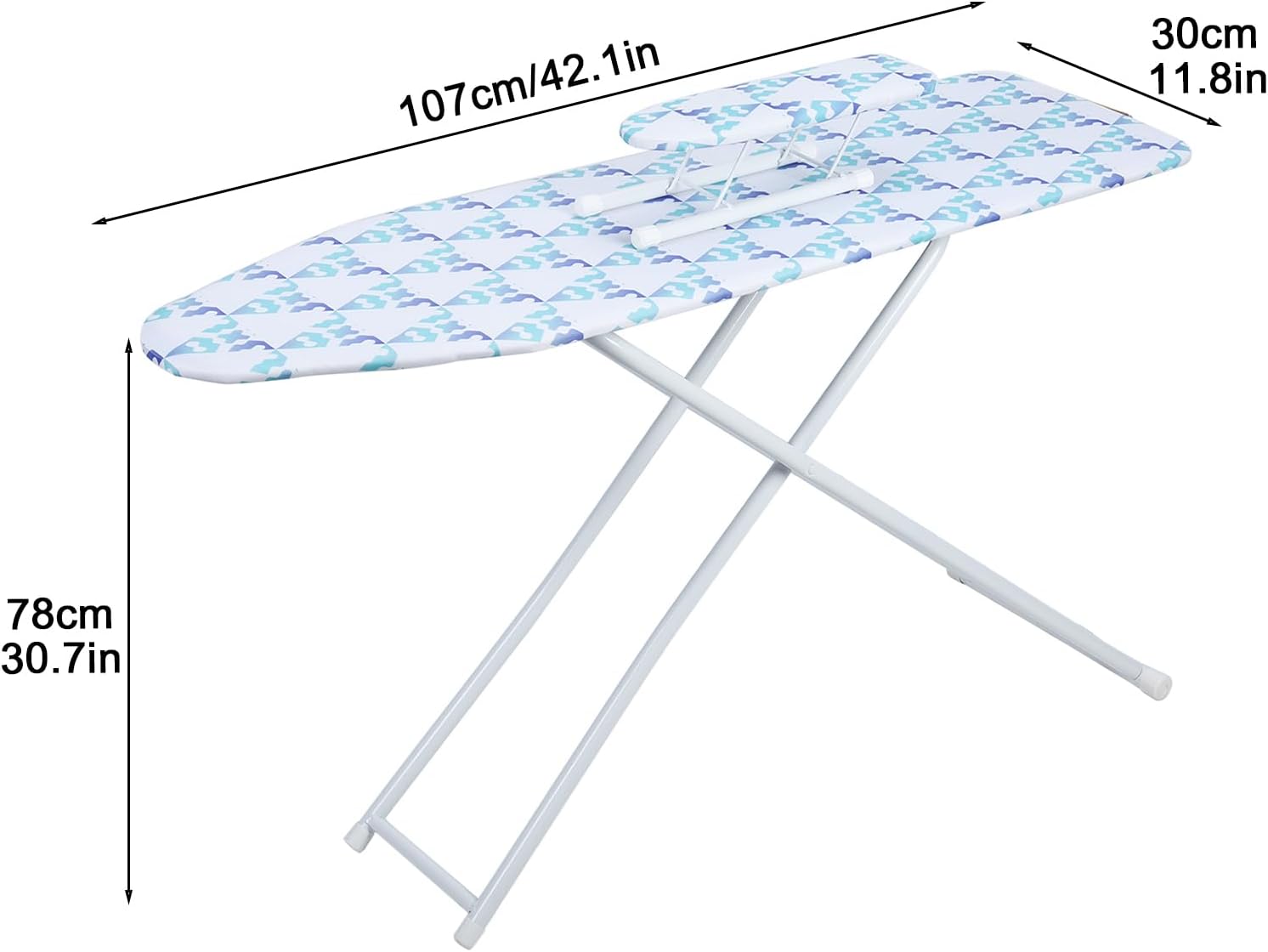 Foldable Ironing Board with Height Adjustment and Iron Rest
