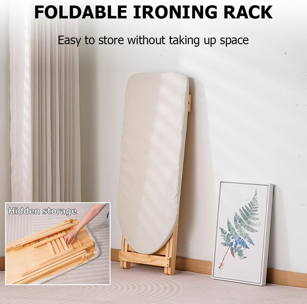 Solid Wood Foldable Ironing Board with Height Adjustment