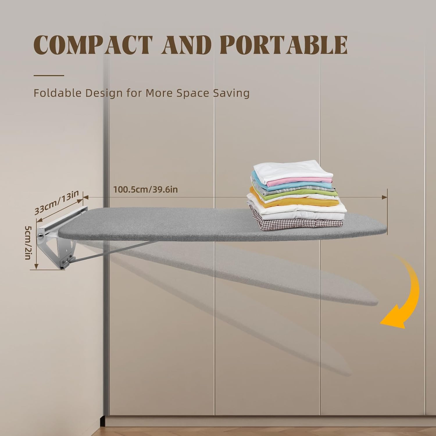 Foldable Wall-Mounted Ironing Board with 180 Rotate