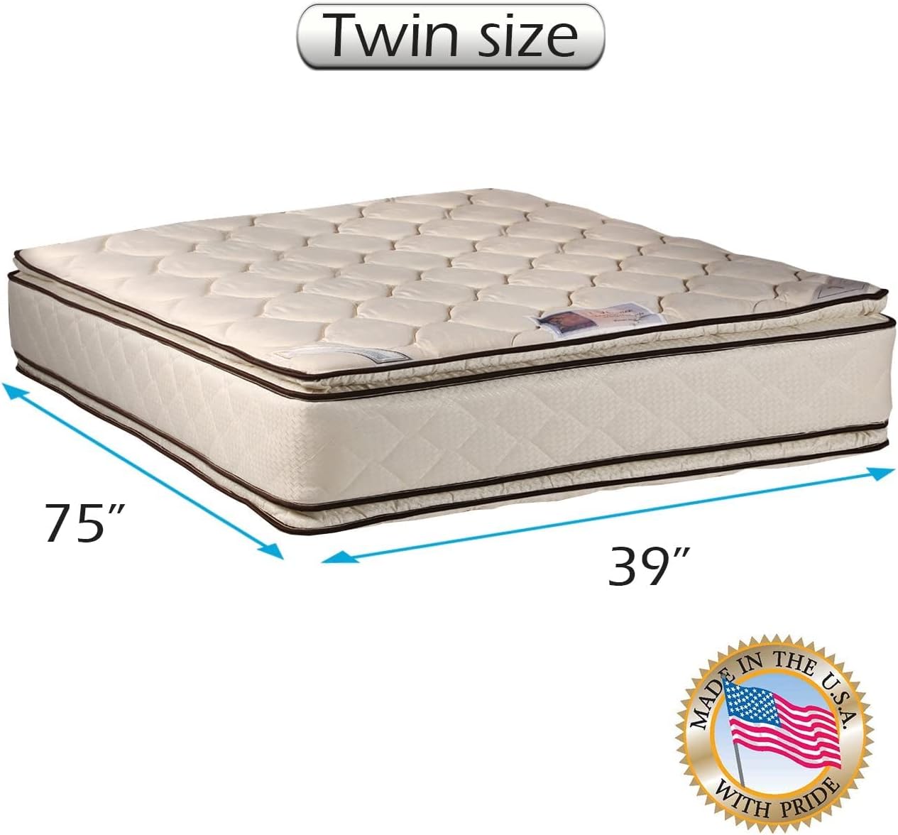 DS Solutions USA Coil Comfort Twin Mattress with Cover Protector