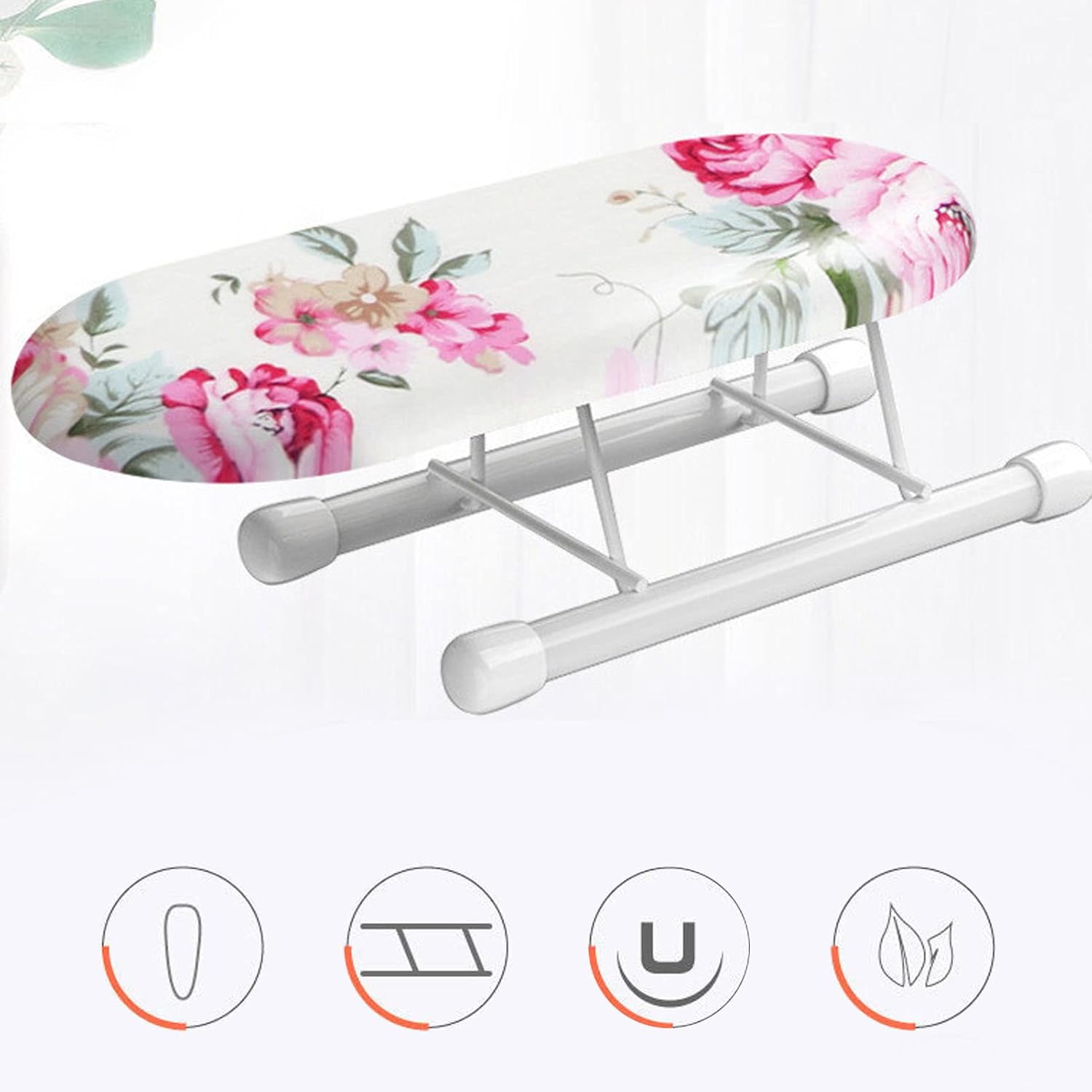 plplaaoo Mini Ironing Board Foldable White Cotton Steel Tabletop Small