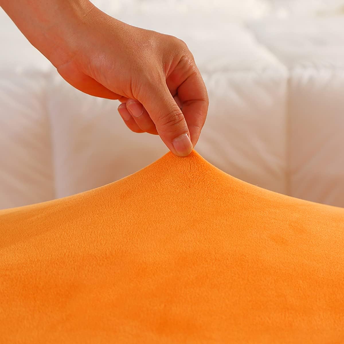 Rectangle Velvet Ottoman Cover with Lid for Storage