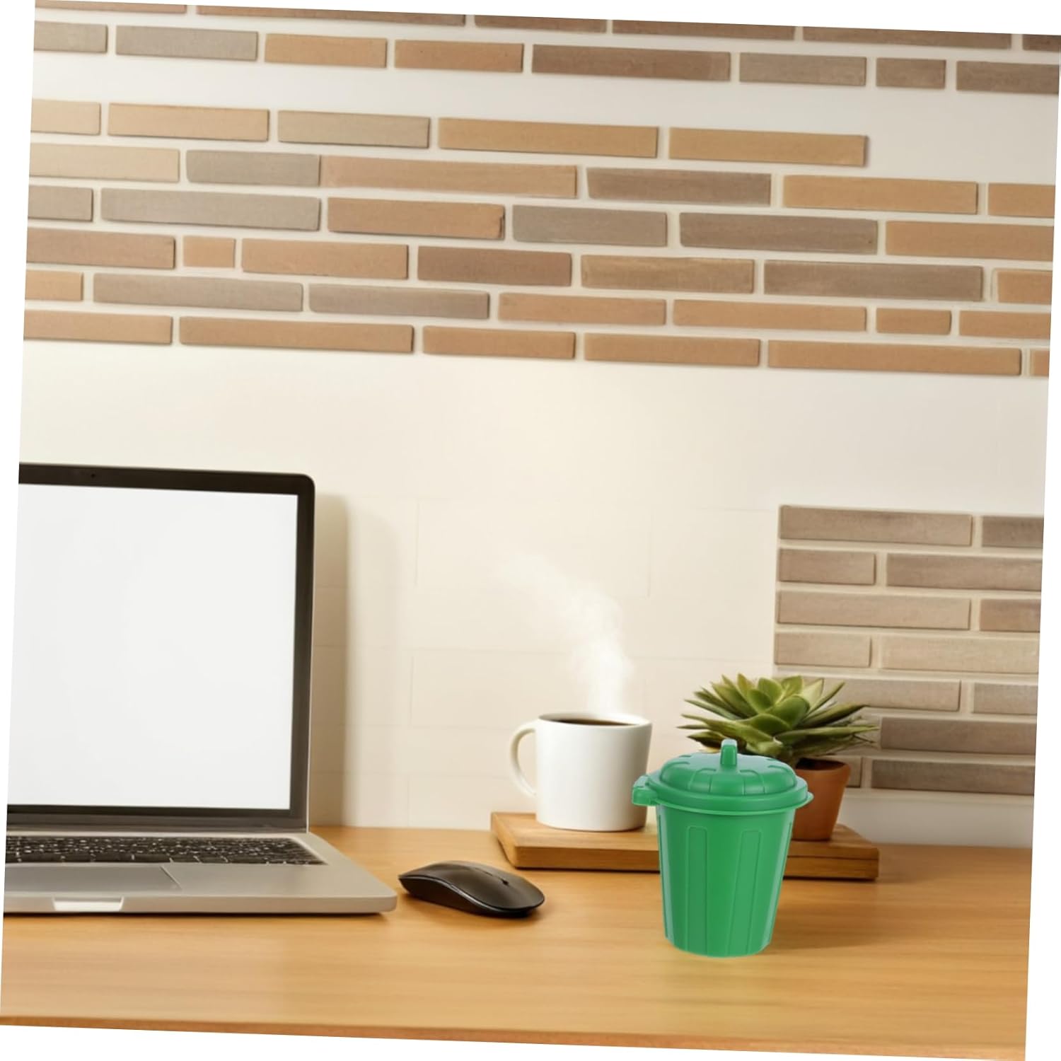 10Pcs Mini Trash Can with Lid Green Waste Basket for Desk Organizer