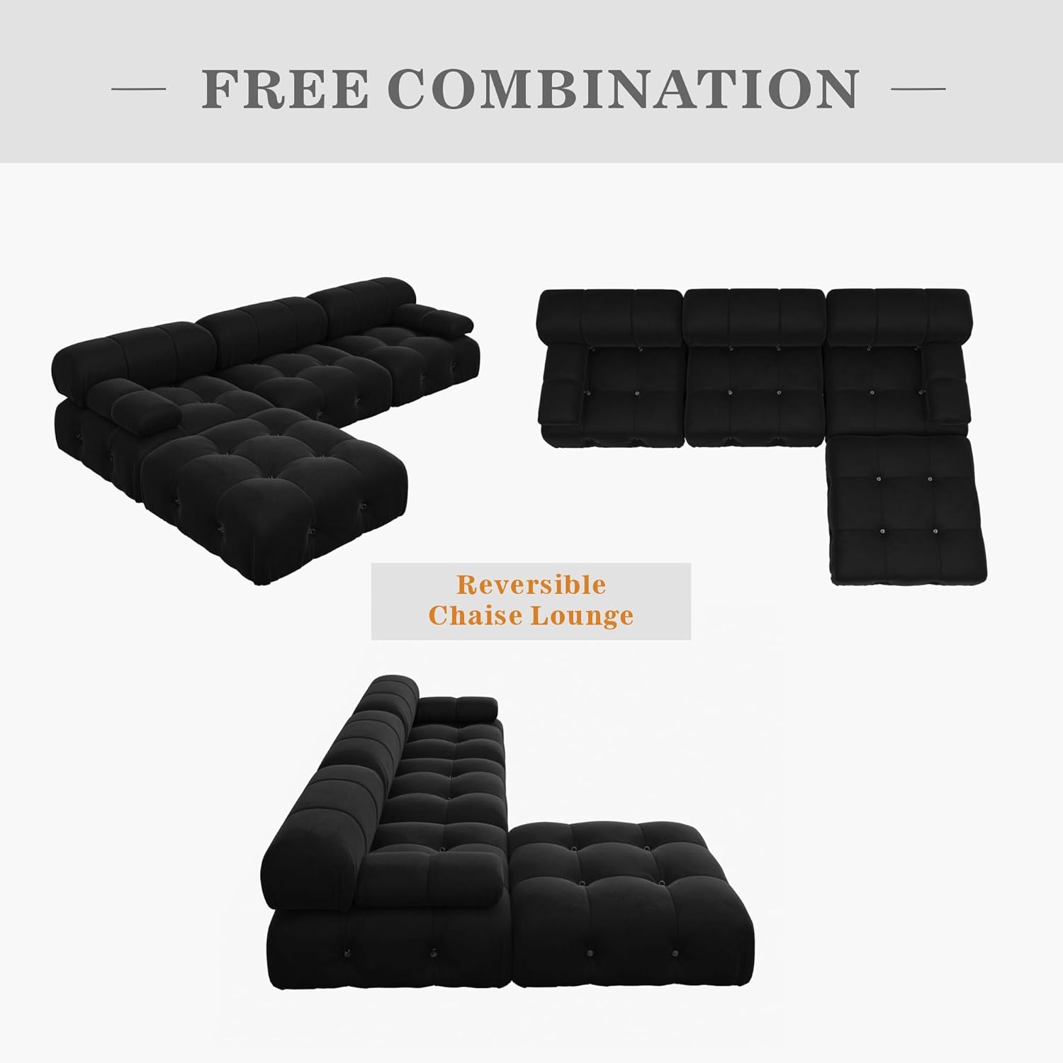 JACH 104 Inch Modern Sectional Sofa with Ottoman
