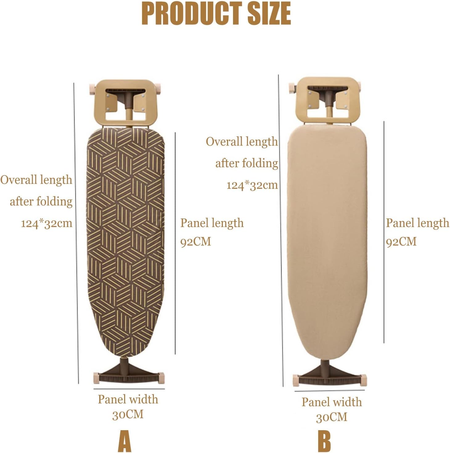 Golden Frame Ironing Board with T-Leg and Adjustable Height